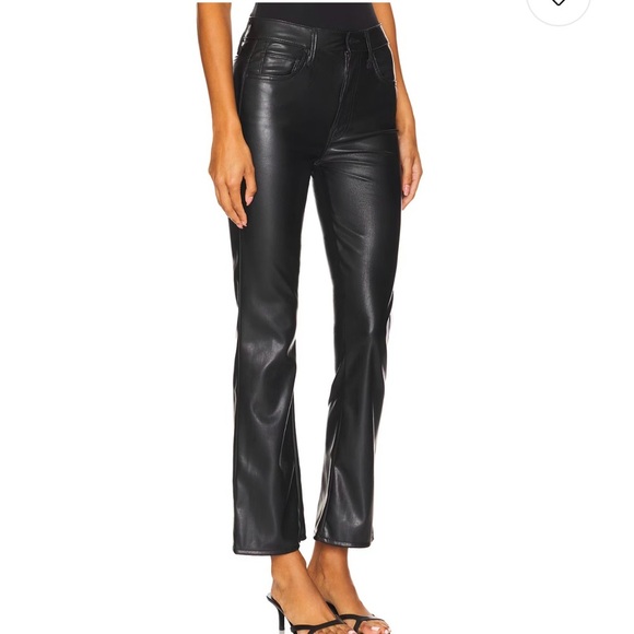 MOTHER The Insider Ankle Faux Leather Jeans BLACK Size 28 - Picture 1 of 9